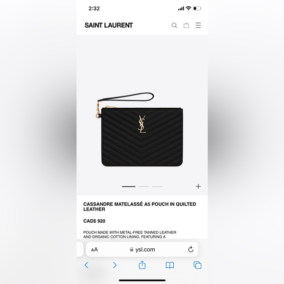 * SOLD* AUTHENTIC SAINT LAURENT YSL CASSANDRE POUCH IN QUILTED LEATHER - Picture 10 of 13